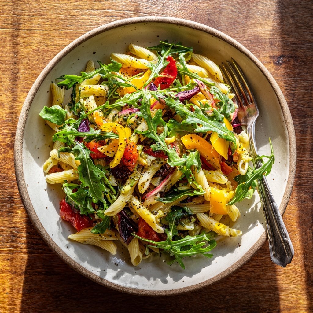 Mediterraner Nudelsalat Mit Rucola Und Zitronenöl