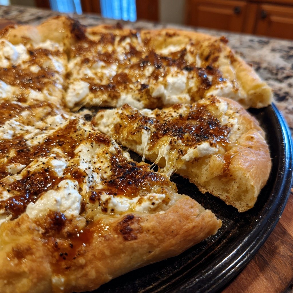 Pizza mit Ziegenkäse und Honig