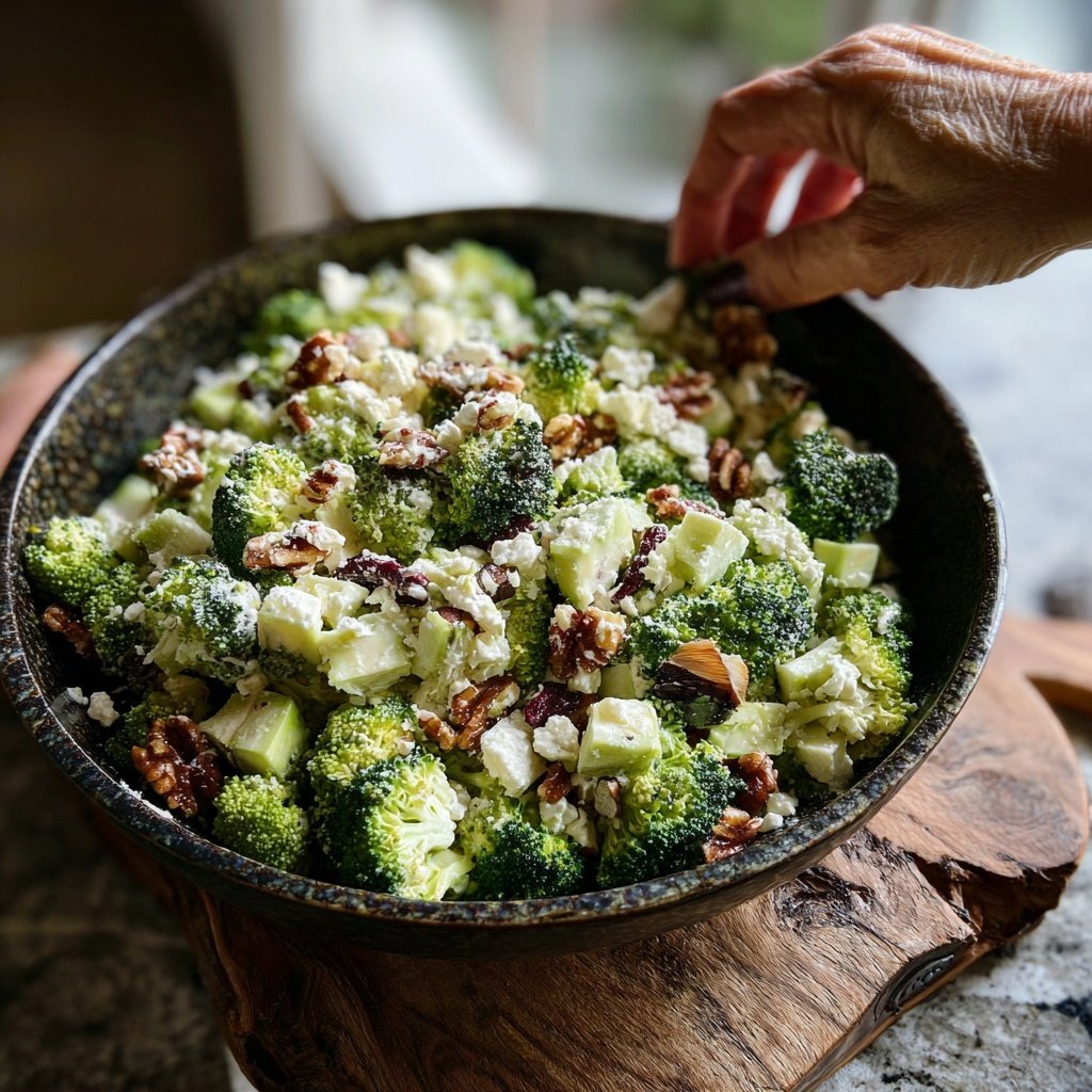 Brokkoli-Salat mit Äpfeln, Nüssen & Feta – Knackig & frisch