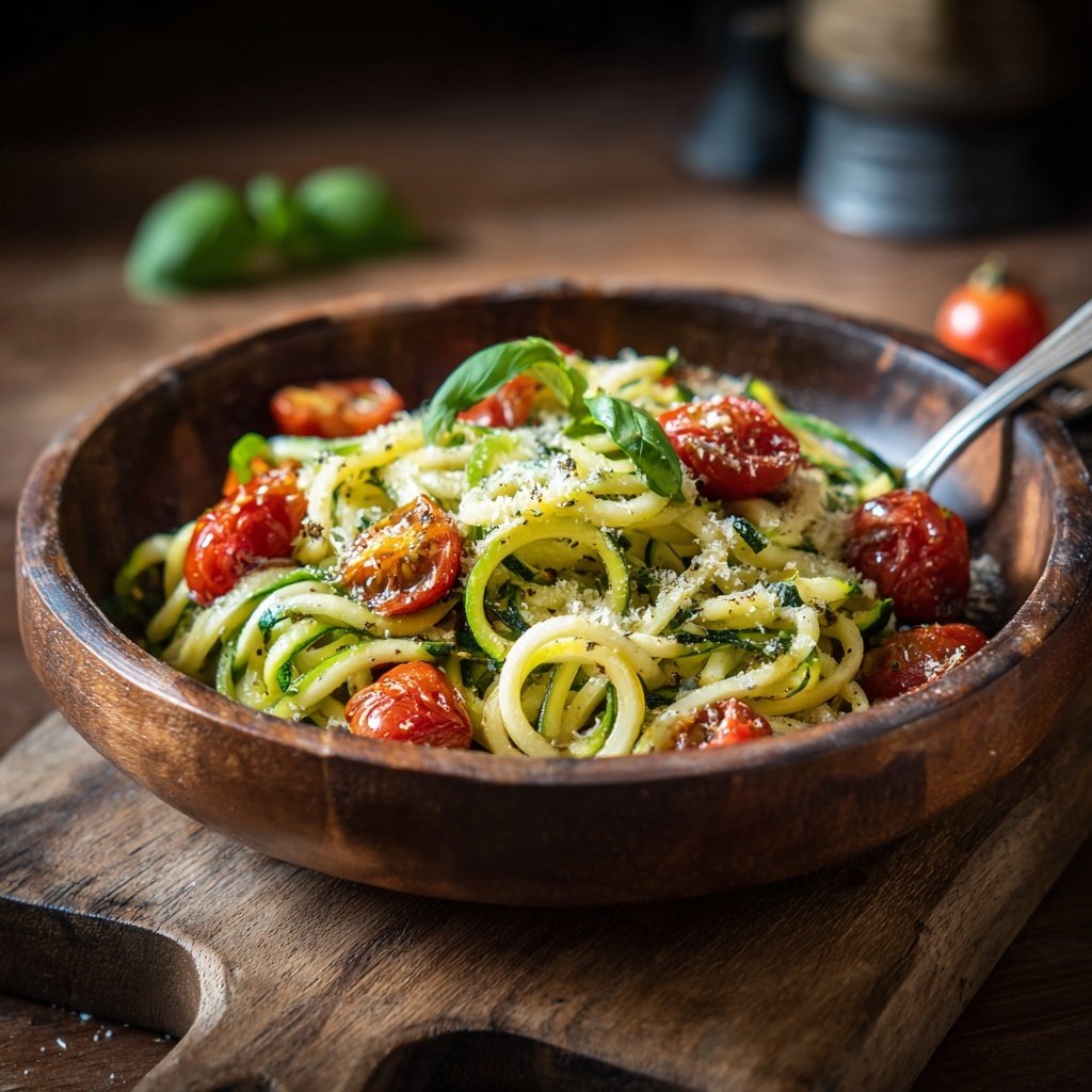 Kalorienarme Zucchini Nudeln Mit Tomaten