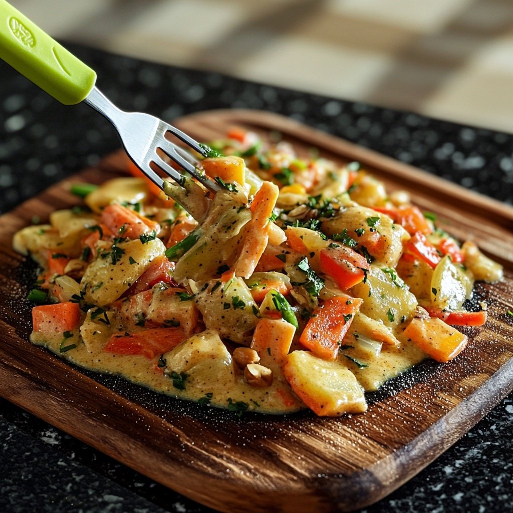 Gemüsepfanne mit Erdnusssauce